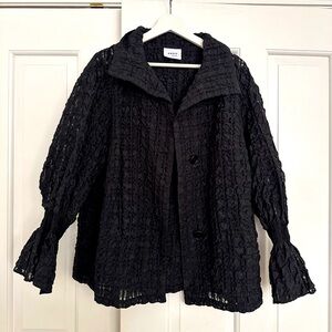 Akris Punto Bell Sleeve Organza Shirt Jacket – Black, Size 6